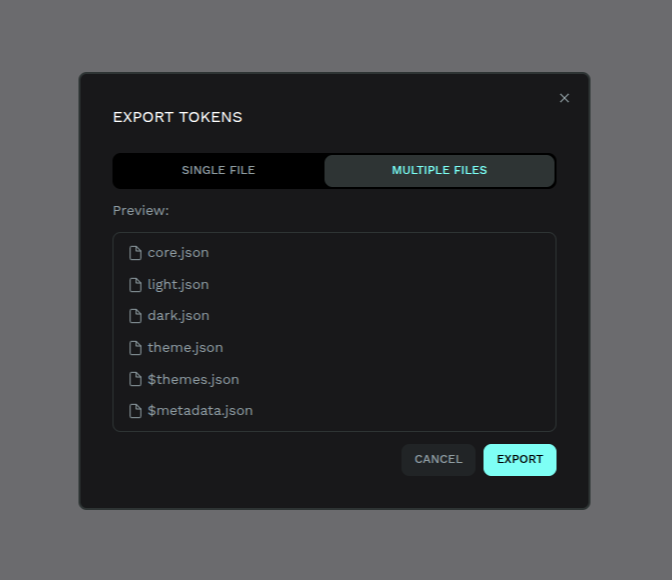 Tokens export with multiple files